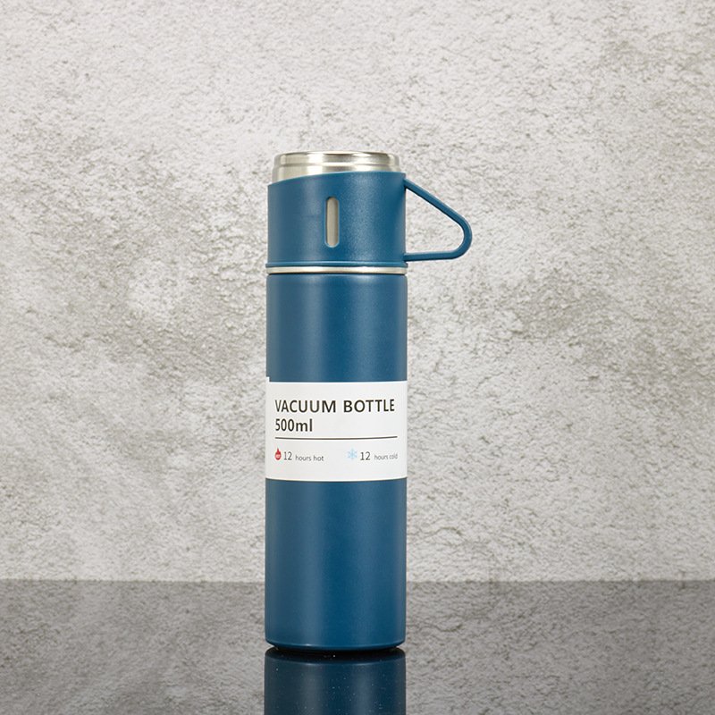 Custom Business Promotional Gifts Packaging Insulated 304 Stainless Steel Vacuum Flask Set With Cup Lid
