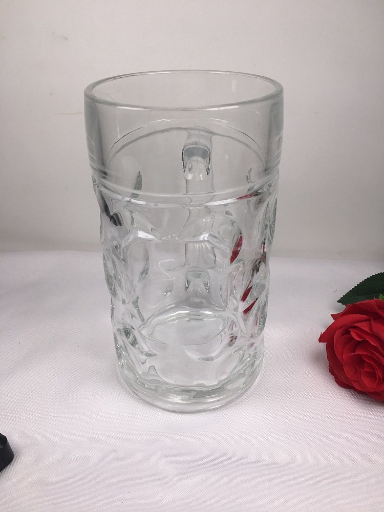 Wholesale Large Giant 1L 0.5L Clear Dimples German Glass Beer Stein Mug Custom Logo