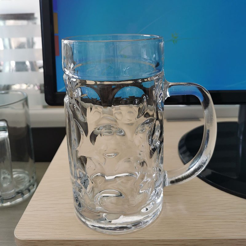 Wholesale Large Giant 1L 0.5L Clear Dimples German Glass Beer Stein Mug Custom Logo