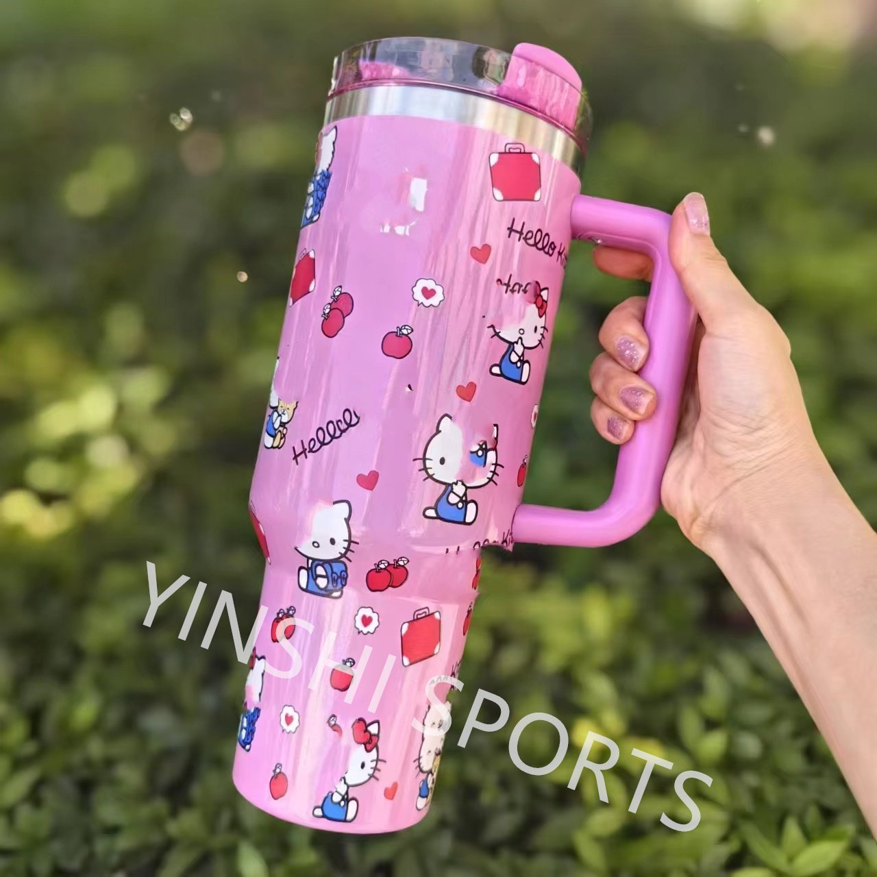 Newest Custom Cartoon Stainless Steel 3d Uv Printed Spooky Pumpkin 40oz Cups Tumbler Mug With Handle And Straw Lid