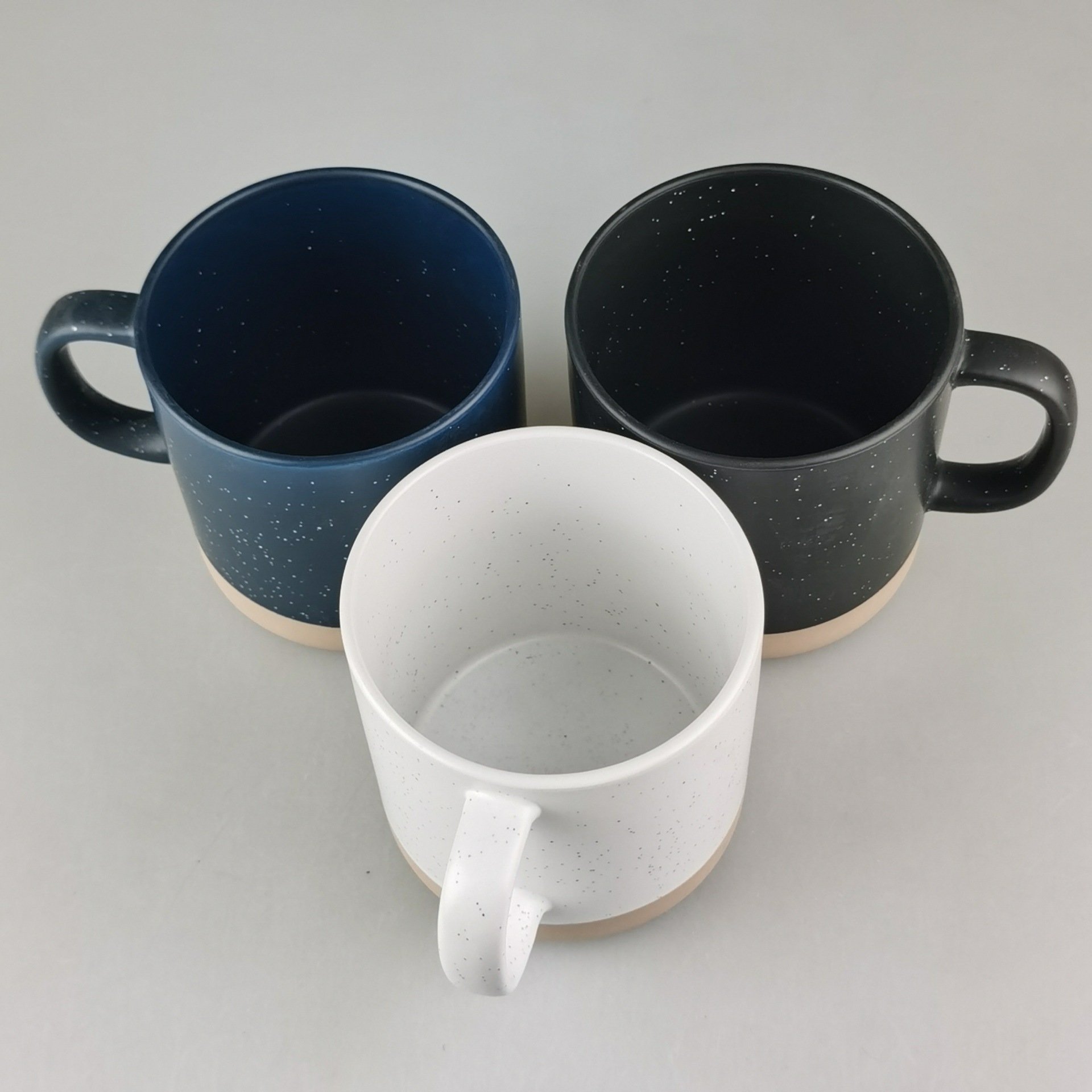 Custom Two Color Combination Ceramic Tea Cup Speckled Coffee Ceramic Mug