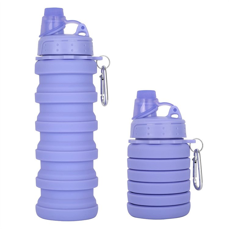 OEM ODM Custom Eco-Friendly Reusable Rainbow Silicone Water Bottle Portable Travel Sports Drinking Collapsible Water Bottle