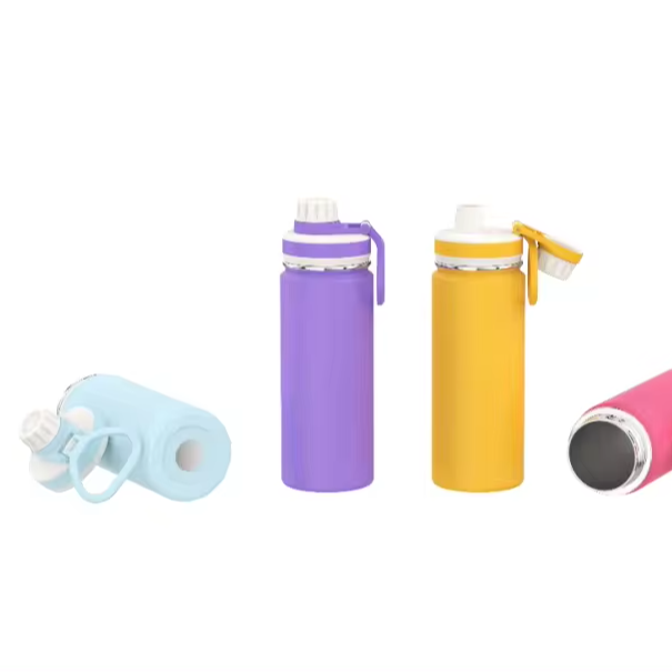 New Design 20oz Stainless Steel Sports Travel Flask Insulated Cup with Handle Straw Thermal Water Bottle for Home Office Use