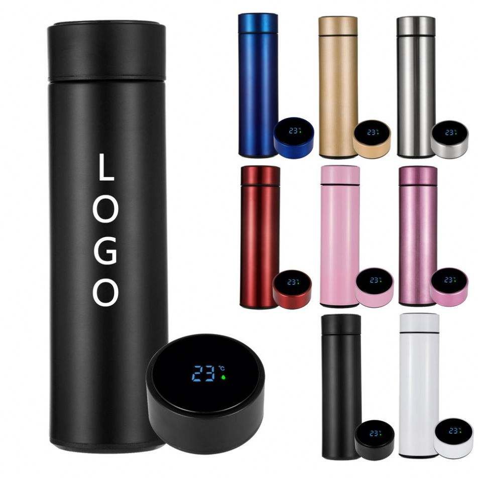Factory outlet customized portable sealed Led water cup stainless steel tea thermal vacuum flask travel thermos cup water bottle