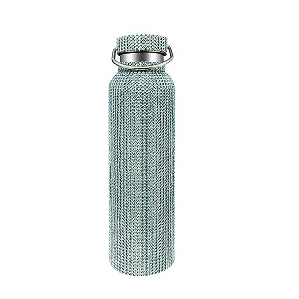 2024 hot sale luxury designer vacuum flask shiny smart gold diamond rhinestone diamond cup crystal water bottle