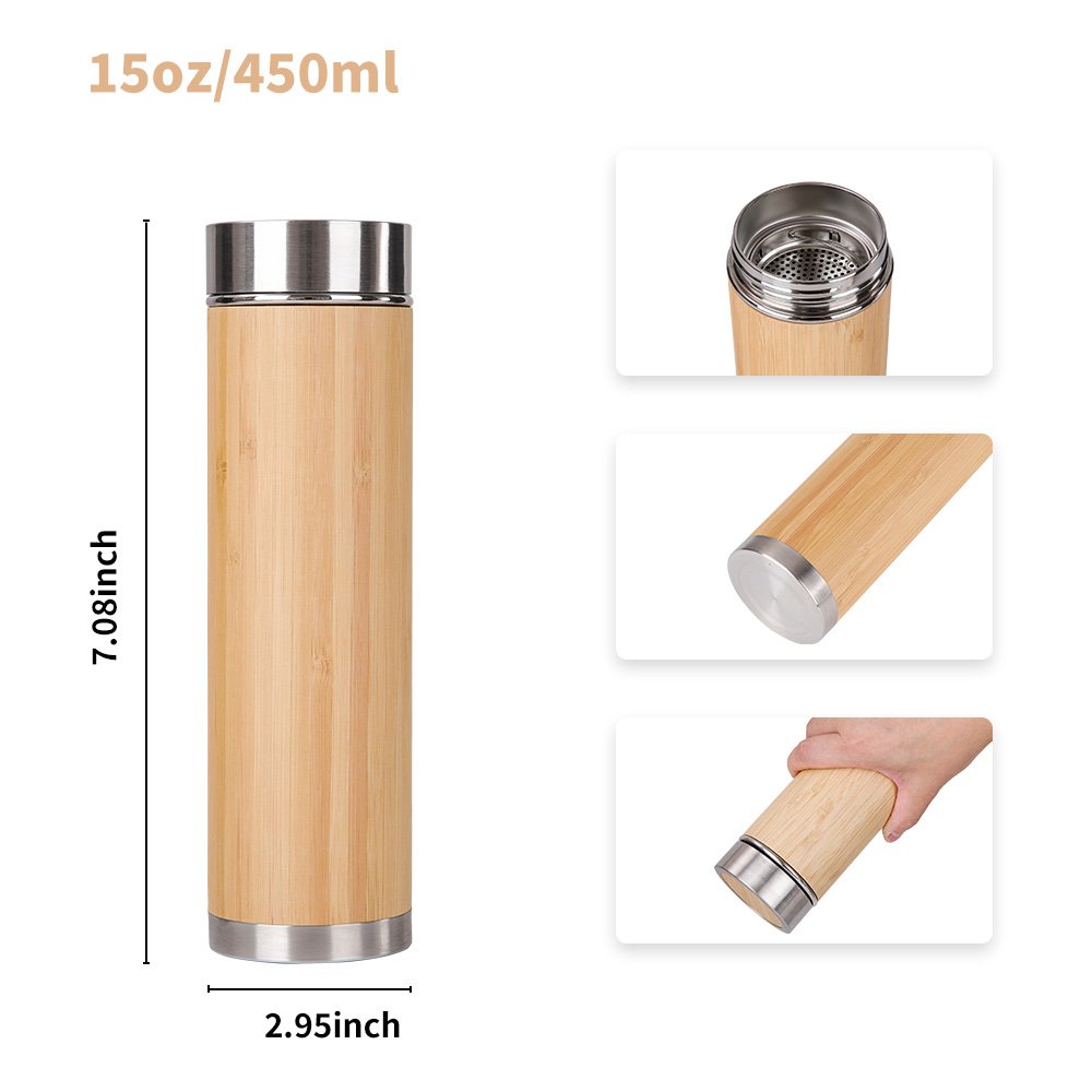 high quality bamboo thermos vacuum flask stainless steel bamboo vacuum water flask insulated water bamboo
