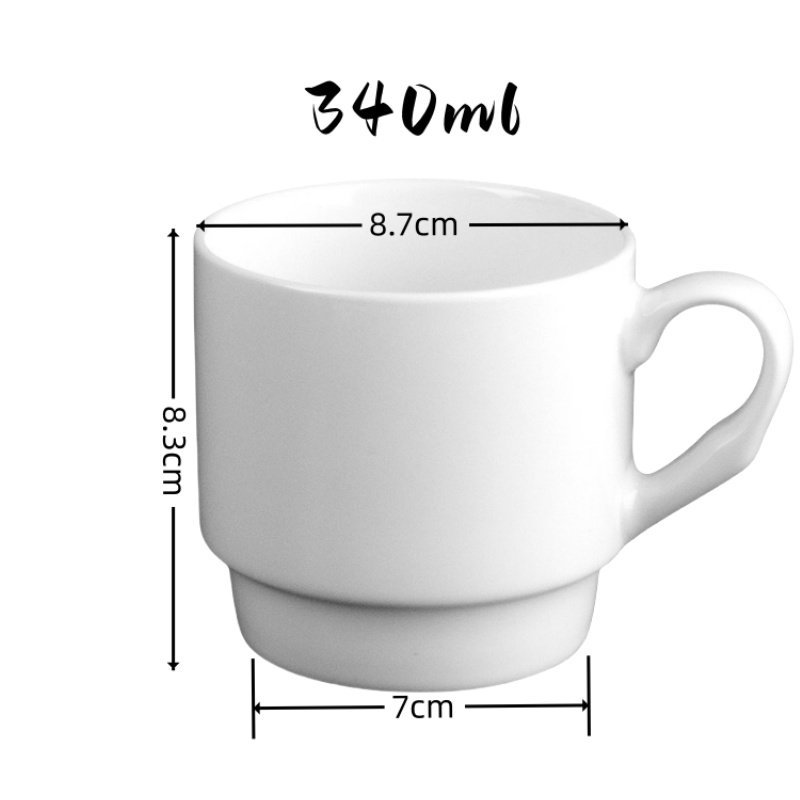 Wholesale White Porcelain White Handle Tea Cup Custom Logo Tableware Ceramic Cups Straight Sublimation Blanks Coffee Mug