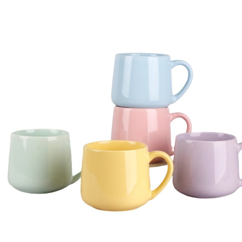Wholesale White Porcelain White Handle Tea Cup Custom Logo Tableware Ceramic Cups Straight Sublimation Blanks Coffee Mug