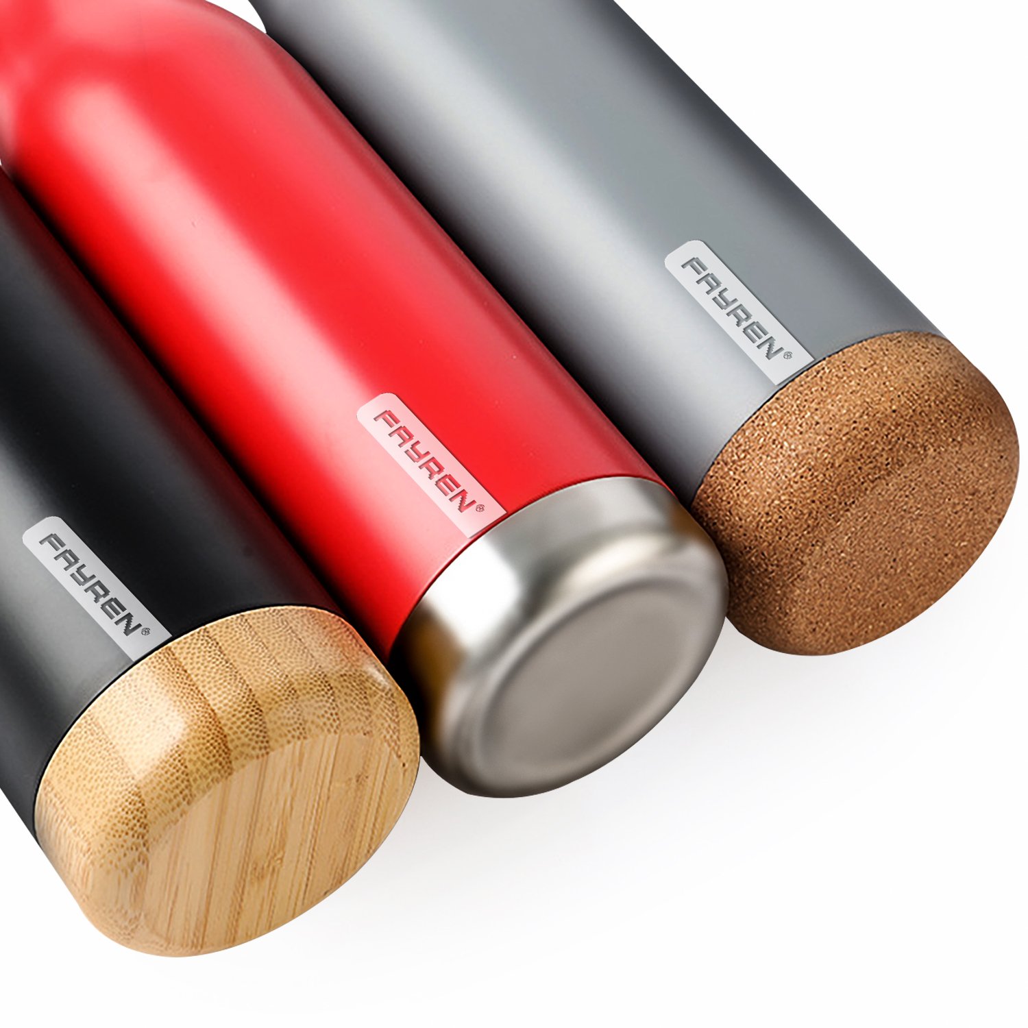 Custom 500ML hot water bottle stainless steel water bottle gym vacuum flask with wood bottom