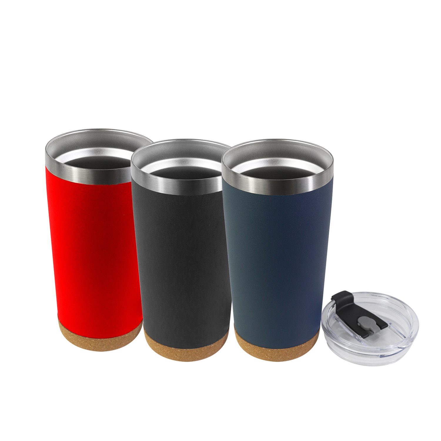 20 oz Stainless Steel Coffee Mug cup Vacuum Insulated Travel Tumbler Cup Reusable Cork and Bamboo sippers and m