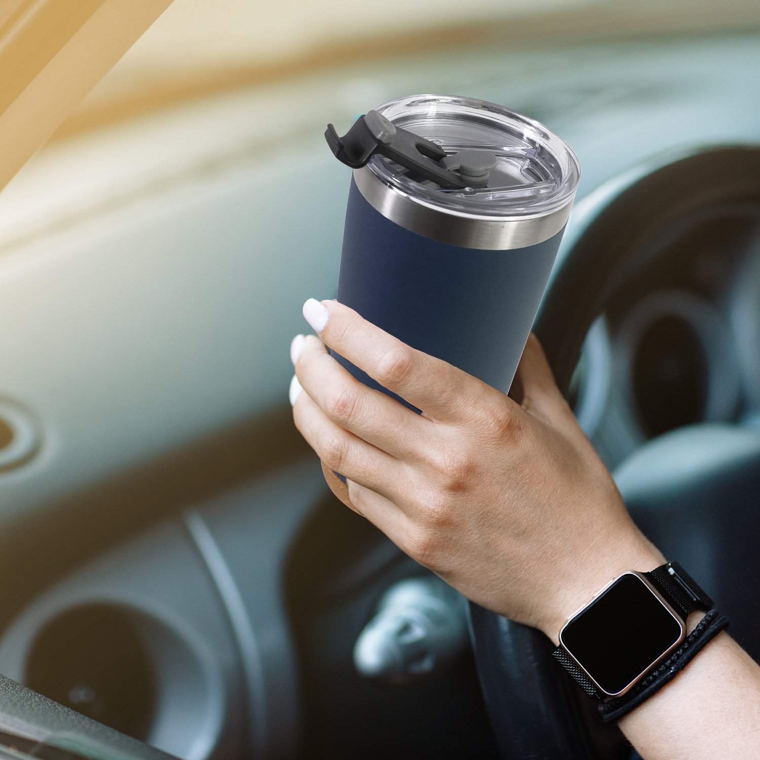 20 oz Stainless Steel Coffee Mug cup Vacuum Insulated Travel Tumbler Cup Reusable Cork and Bamboo sippers and m