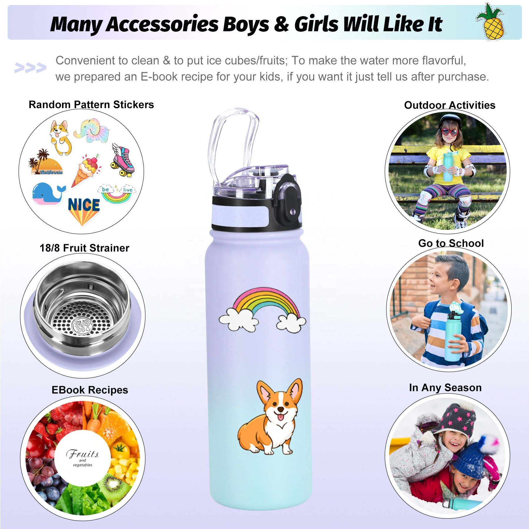 Hot Stainless Steel Bottle Double Wall Insulated Vacuum Flask Powder Coated Metal Water Bottle for Sports