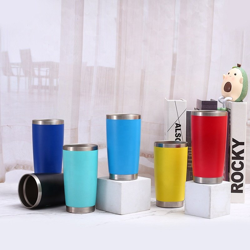 20oz white colorful camping stainless steel vacuum wine drink tea coffee cups insulated travel coffee mug sublimation with lid