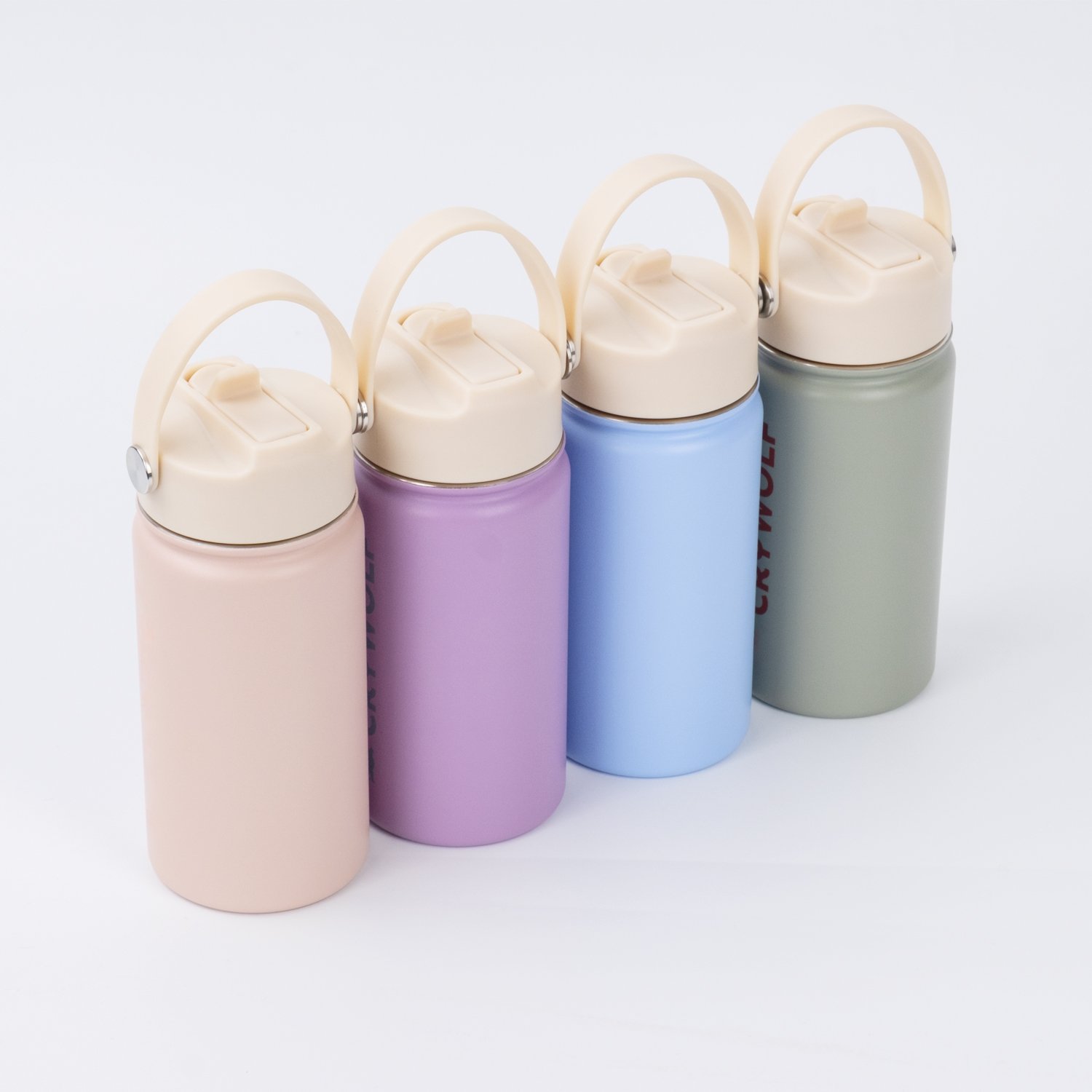 Cute Kids Water Bottle Double Wall Vacuum 12oz Stainless Steel Thermal Kids Insulated Water Bottle with Straw Lid