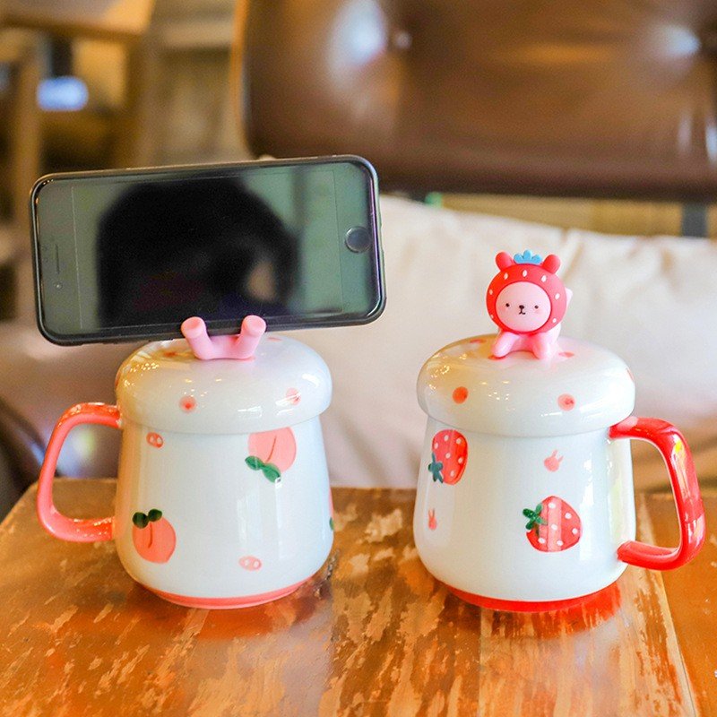 Hand Painted Cute Cartoon Turkish Hot Cups Coffee Travel Lids Ceramic Sublimation Mug For Gift Promotional
