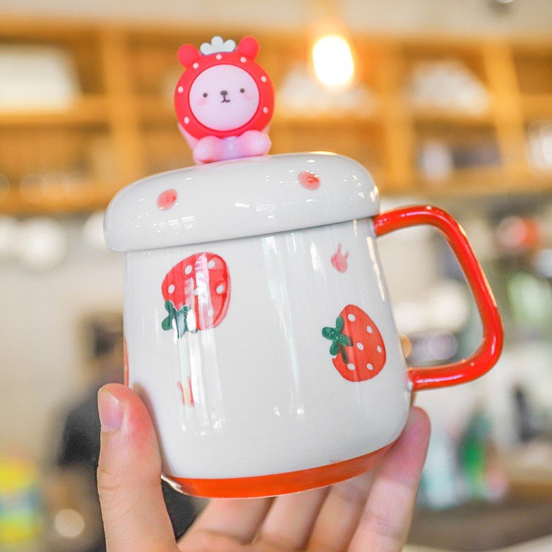 Hand Painted Cute Cartoon Turkish Hot Cups Coffee Travel Lids Ceramic Sublimation Mug For Gift Promotional