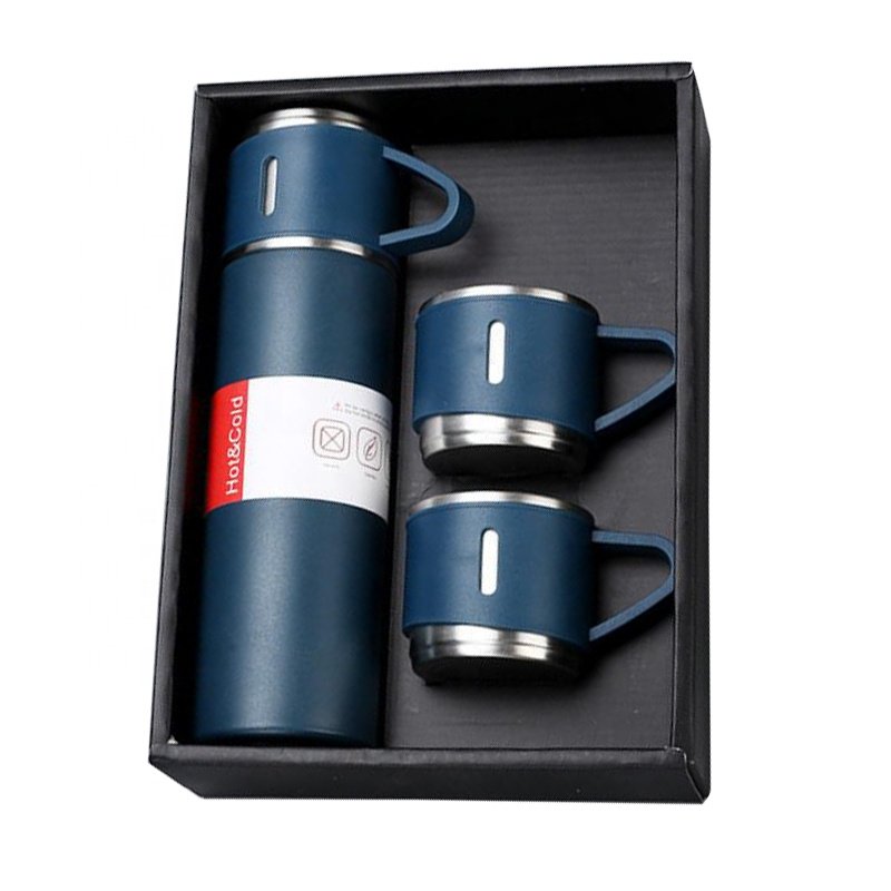 Novel 500ml double wall water bottle vacuum flask with mug cup business coffee gift set