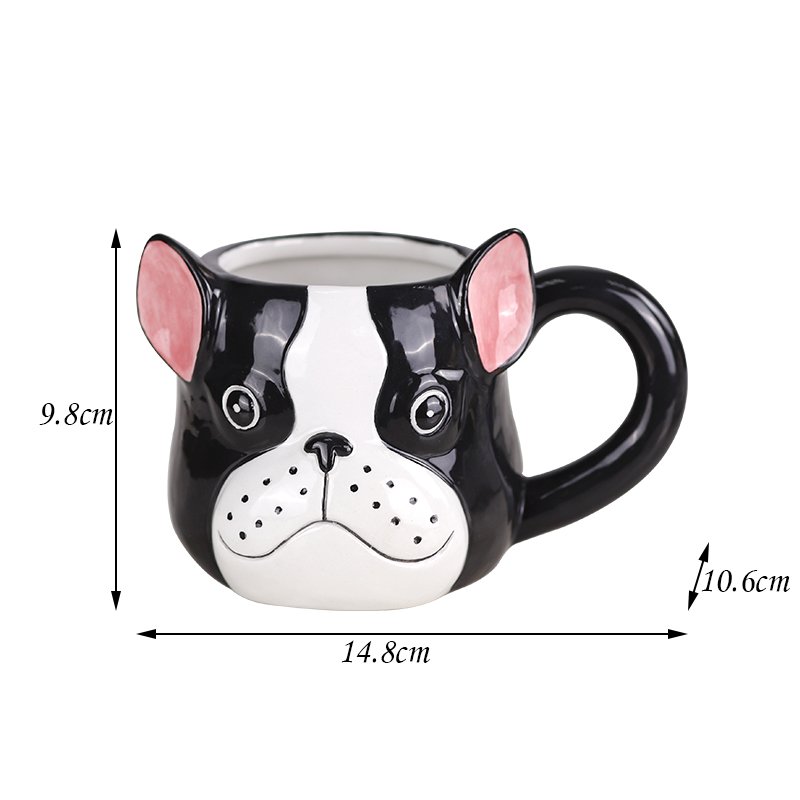 Redeco Customized Hand Painted Cute Dog Mug 3d Animal Face Cup Ceramic Mug For Drinking Coffee Water Tea Milk