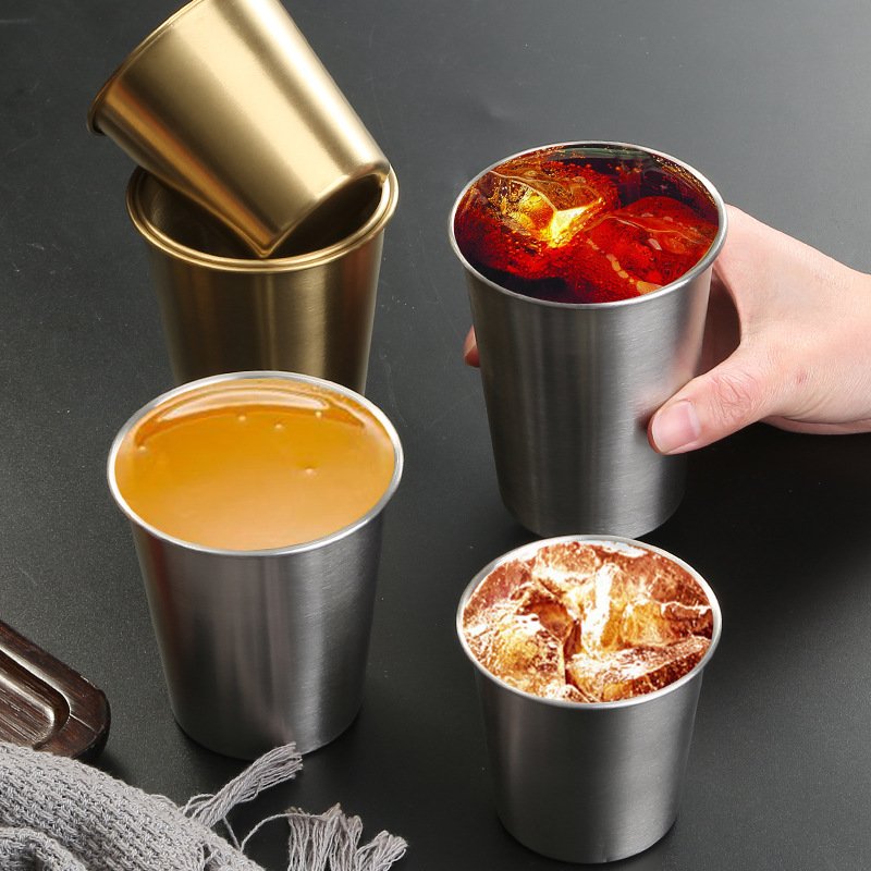 Custom Single Wall Cold Drink Cup 304 Stainless Steel Pint Cups Metal Coffee Beer Mug with Laser Logo