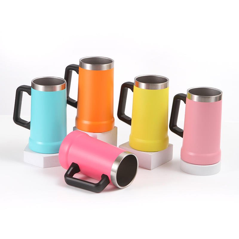 LeMuna 24oz Double Wall Vacuum Insulation Stainless Steel Beer Mug Adventure Big Grip Beer Bottle hot sale