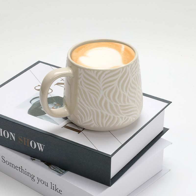 Custom Sublimation Bone Nordic Enamel Heat Transfer Glitter 450ML Porcelain Ceramic Coffee Mugs