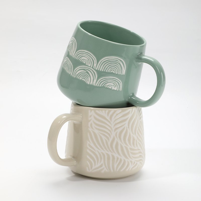 Custom Sublimation Bone Nordic Enamel Heat Transfer Glitter 450ML Porcelain Ceramic Coffee Mugs