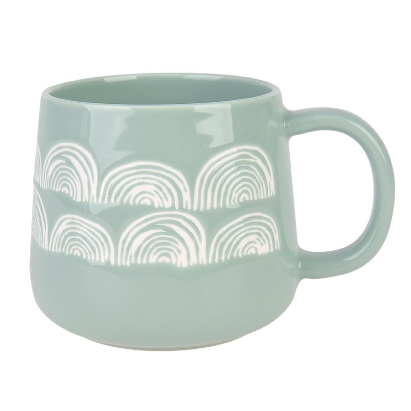 Custom Sublimation Bone Nordic Enamel Heat Transfer Glitter 450ML Porcelain Ceramic Coffee Mugs