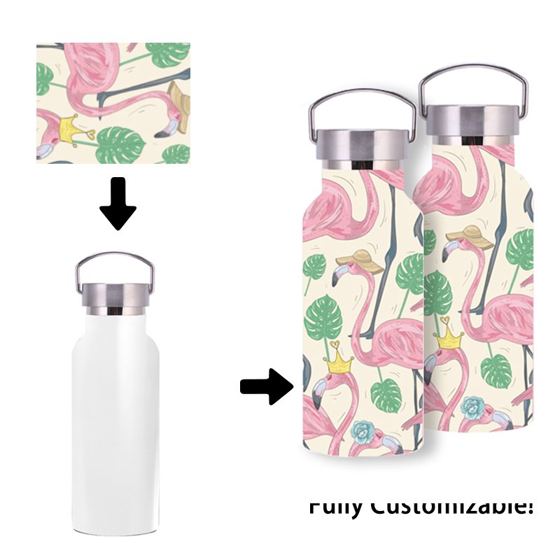 LOW MOQ Customized Double Wall Stainless Steel Insulated Water bottle Thermal Vacuum Flask With Handle Lid