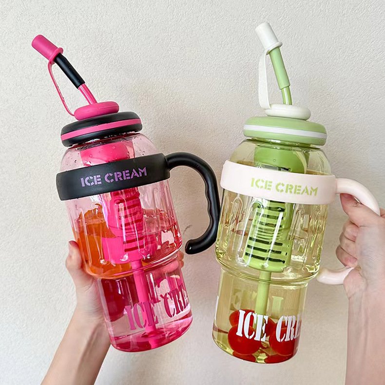 Hot Selling Products 2024 40oz Time Scale Reminder Outdoor Sports Kids School 1200ml Gifts Ice Cream Water Bottle With Handle