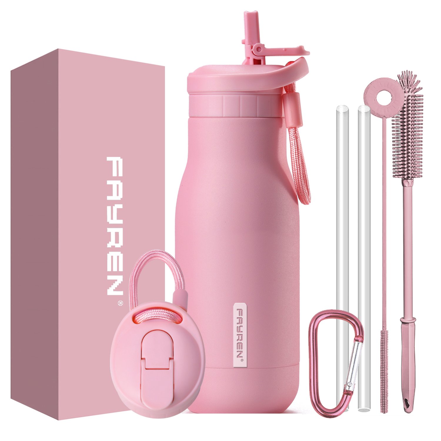 FAYREN Double Wall Insulated Stainless Steel outdoor sports Water Bottle Vacuum Flasks & Thermoses with leak-proof Lid for kids