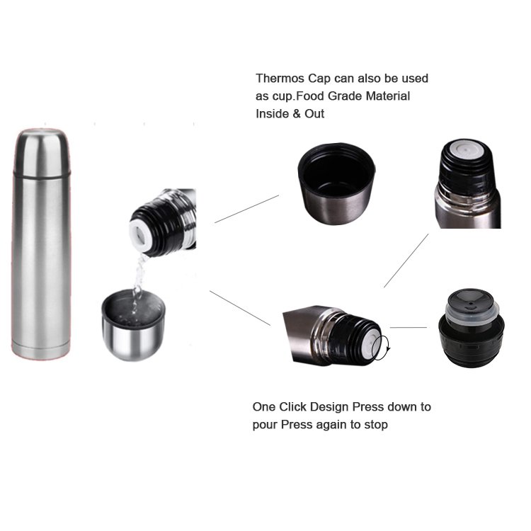 High quality products cork cover bullet head vacuum flask stainless steel sport water bottle