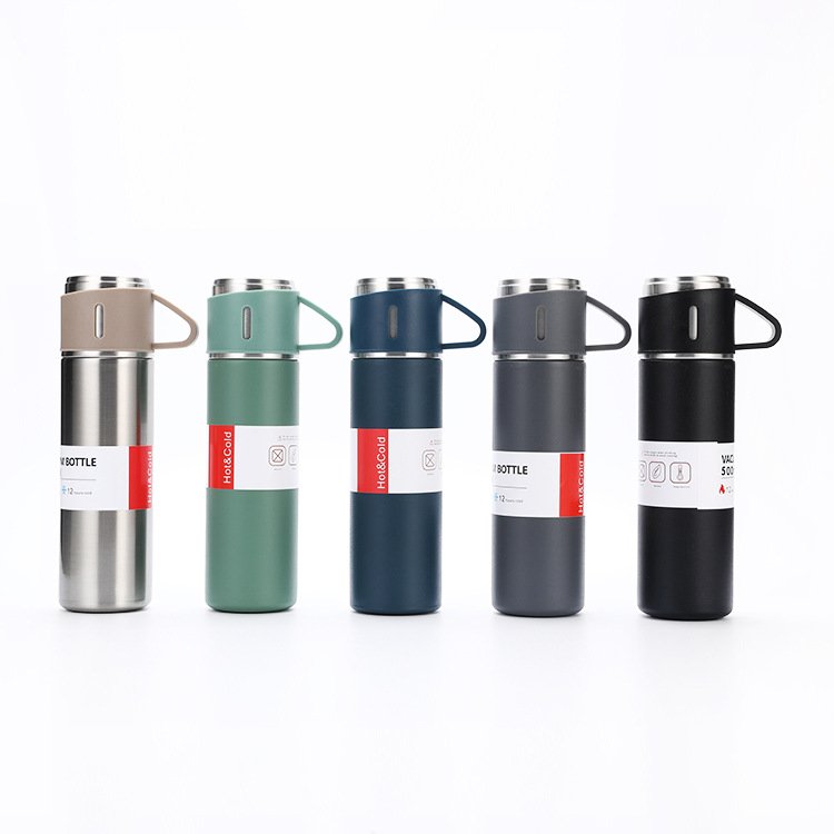 Gift Box Outdoor Coffee Tea Drinkware Stainless Steel Insulated Water Bottle Cup Vacuum Flask Set with 2 cup