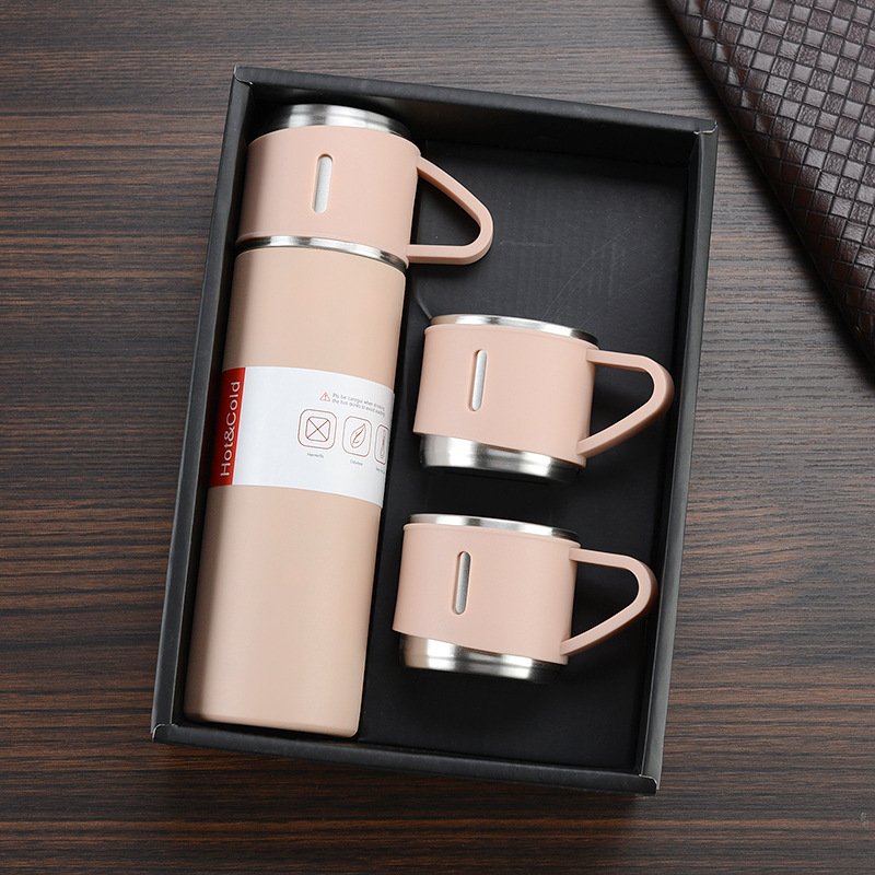 Gift Box Outdoor Coffee Tea Drinkware Stainless Steel Insulated Water Bottle Cup Vacuum Flask Set with 2 cup