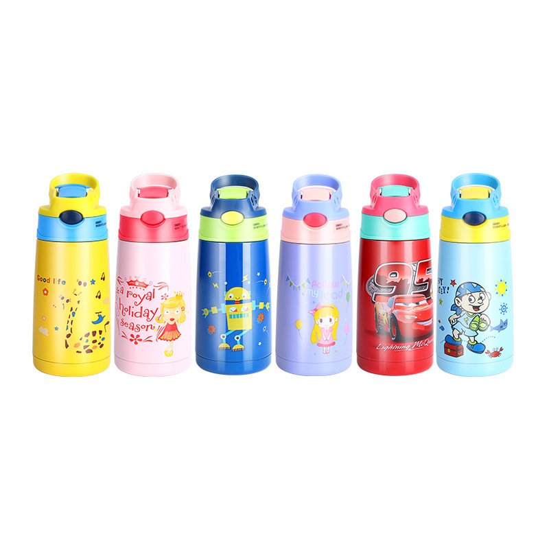 Cartoon cute wind straw water cup children's duckbill Cup stainless steel thermos cup creative logo design gift wholesale