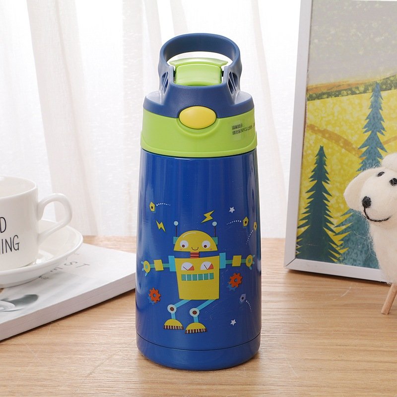 Cartoon cute wind straw water cup children's duckbill Cup stainless steel thermos cup creative logo design gift wholesale