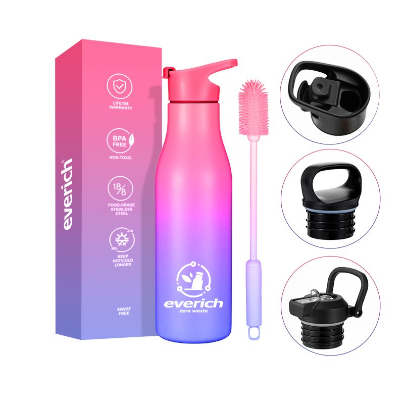 everich 500ml double wall stainless steel water bottle vacuum insulated small mouth water bottle customization color and logo