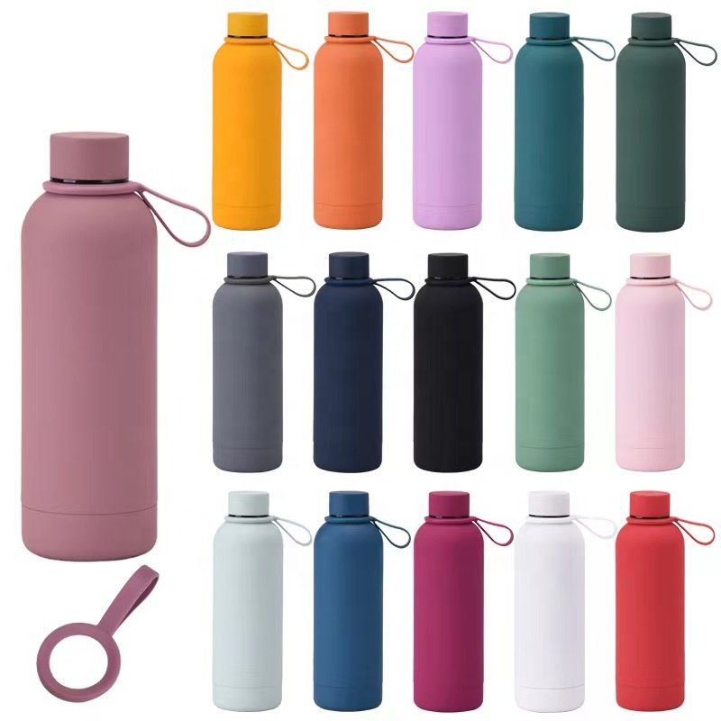 High Quality Drinking Bottle Gym Double Wall Vacuum Stainless Steel Insulated Metal Water Bottle Custom Logowith handle