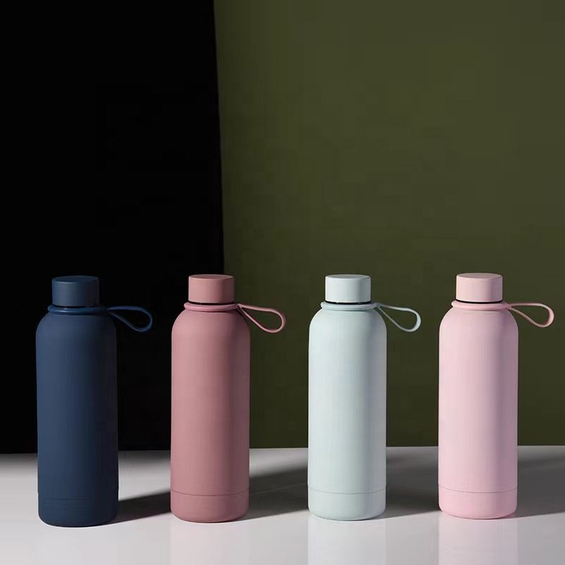 High Quality Drinking Bottle Gym Double Wall Vacuum Stainless Steel Insulated Metal Water Bottle Custom Logowith handle