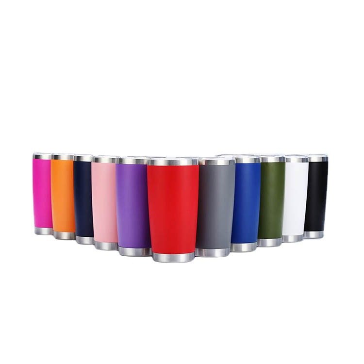 Outdoor 20oz Stainless Steel Car Cup Double Cover Beer Thermos Large Capacity Vacuum Flask & Kettle Simple Design