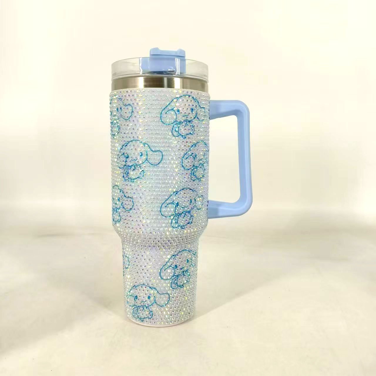 custom classical cartoon sanrieo character Stainless Steel 40oz Rhinestone Bling Travel Tumbler Car Mug With Handle And Lid