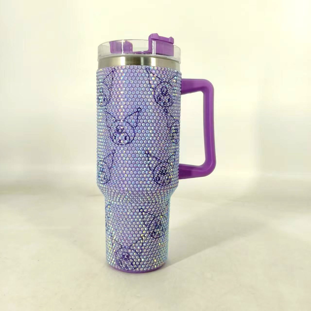 custom classical cartoon sanrieo character Stainless Steel 40oz Rhinestone Bling Travel Tumbler Car Mug With Handle And Lid