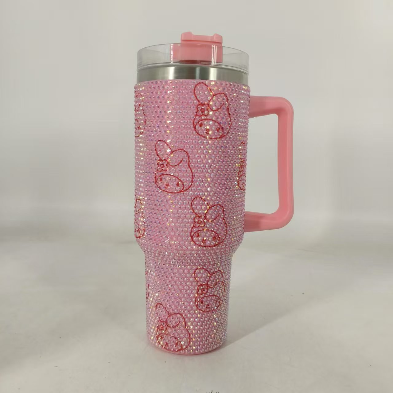custom classical cartoon sanrieo character Stainless Steel 40oz Rhinestone Bling Travel Tumbler Car Mug With Handle And Lid