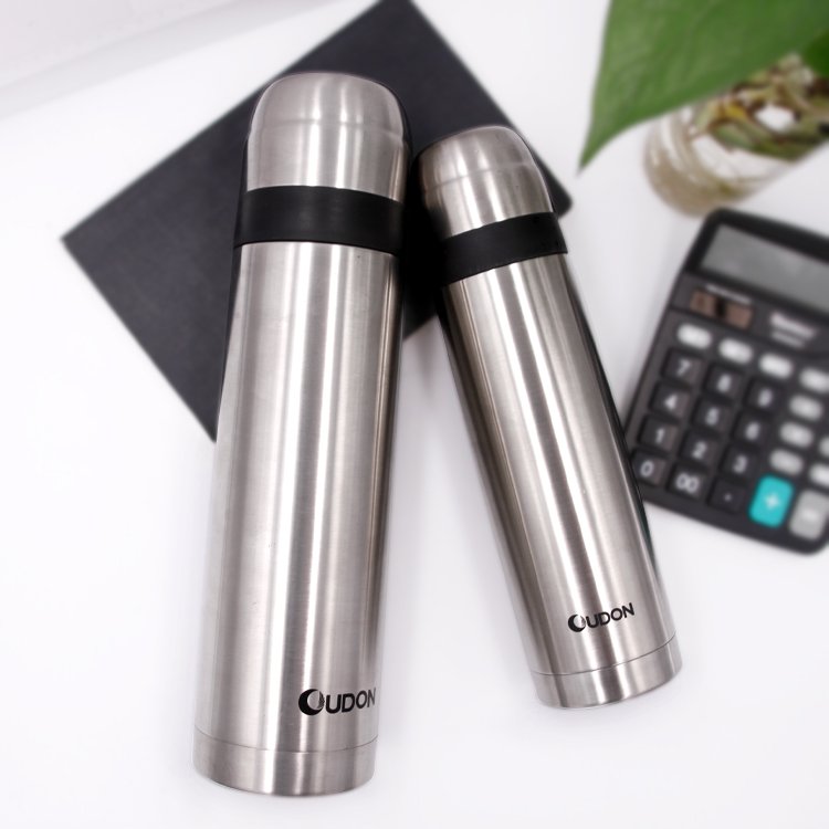 Custom logo Bullet Head Vacuum Stainless Steel Insulated Double Walled Vacuum Flask With Button Lid
