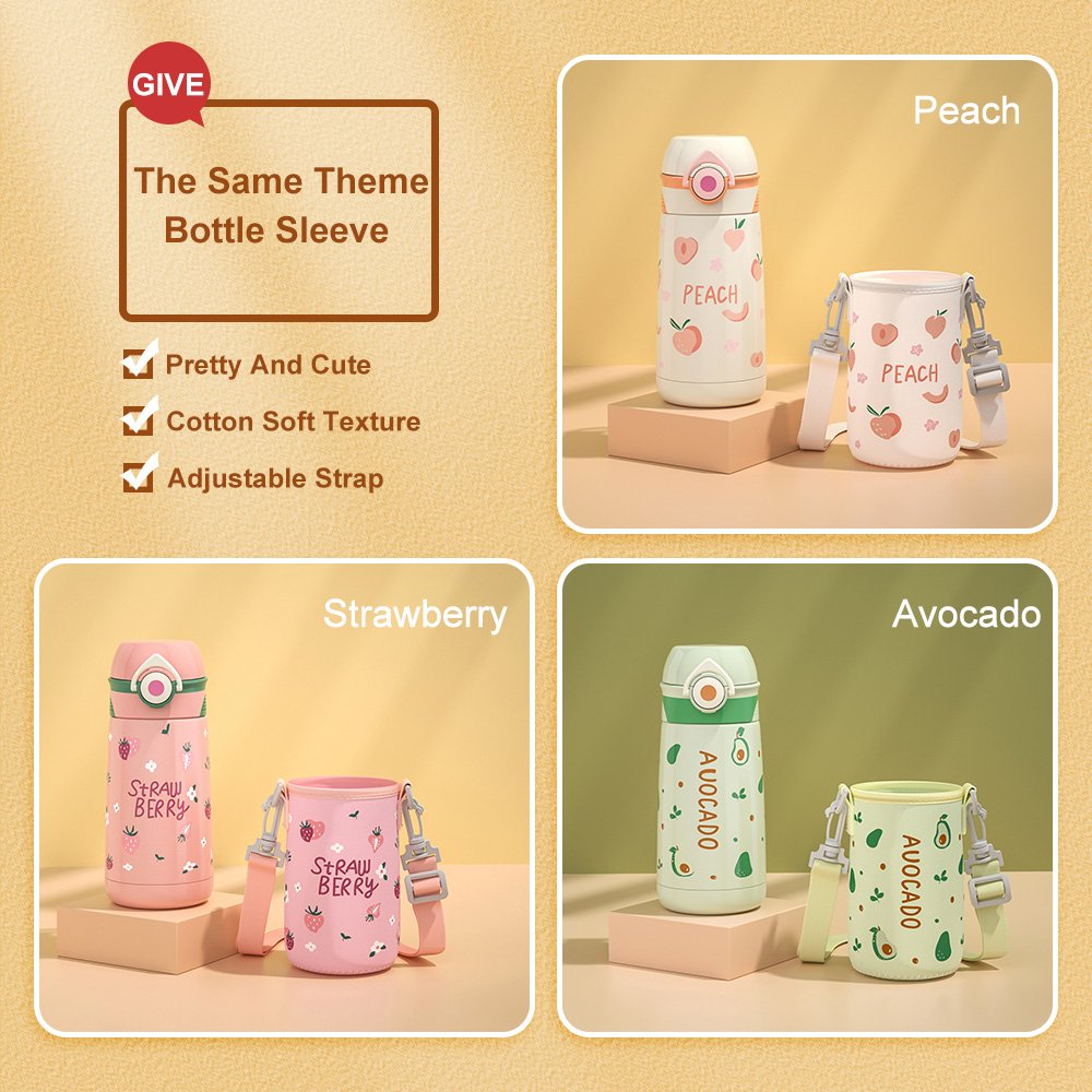 B350 ml Portable Cute Fruit Stainless Steel Thermos Bottle kids vacuum Tumbler vacuum Flask