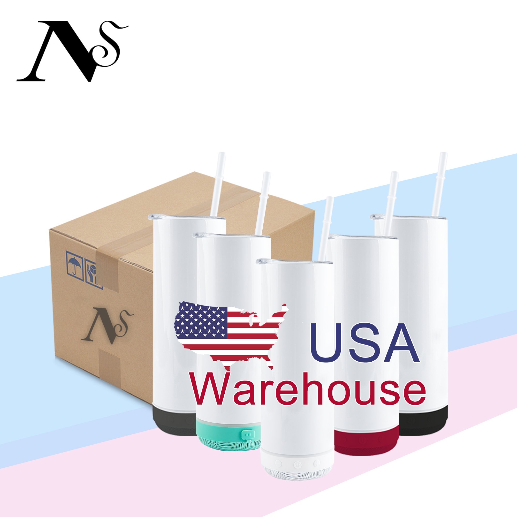 20oz Free 500ml 1000ml Sublimation Glasses Stainless Steel Music Cup Music Wireless Speaker Water Bottle Tumbler for party