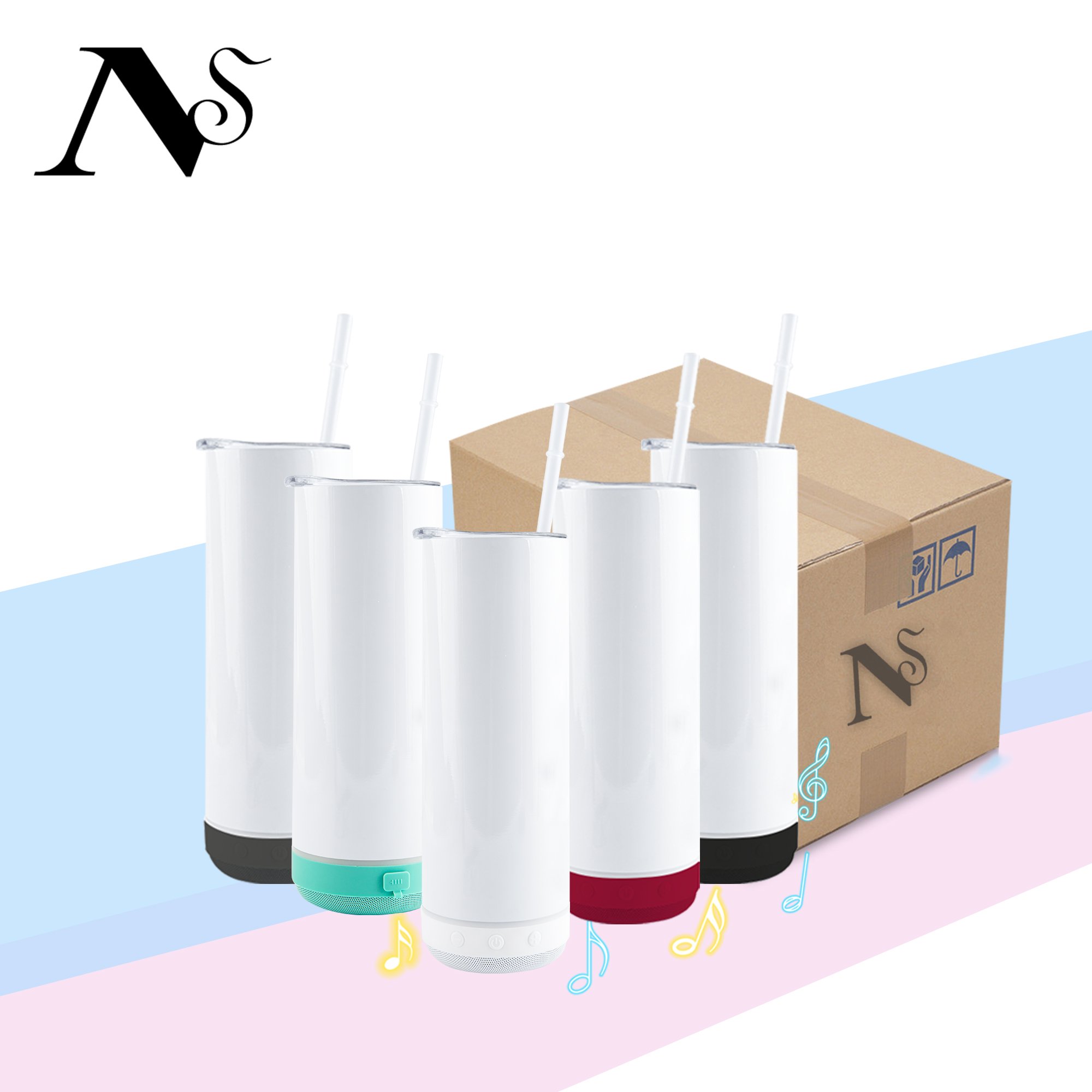 20oz Free 500ml 1000ml Sublimation Glasses Stainless Steel Music Cup Music Wireless Speaker Water Bottle Tumbler for party