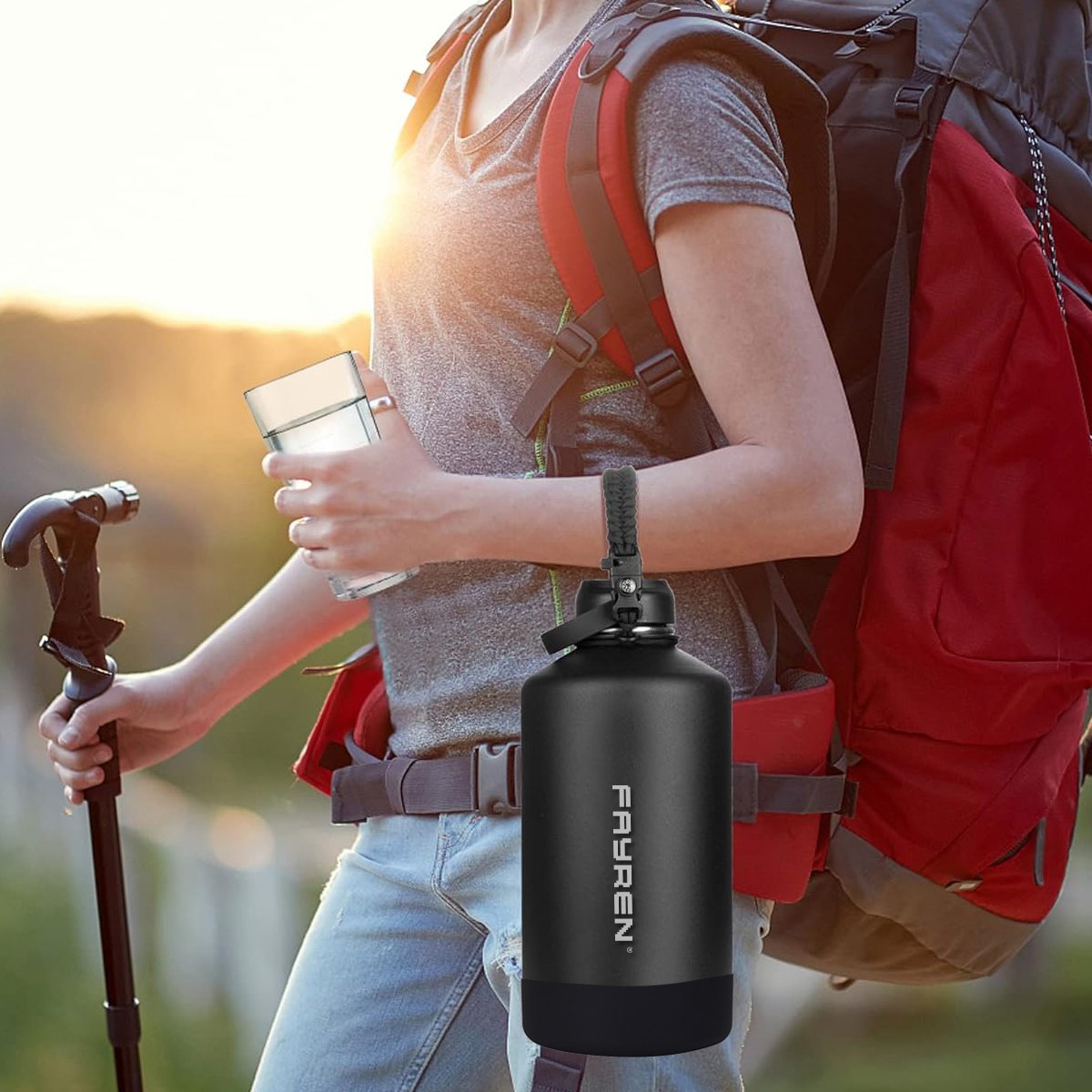 New Large Size 64OZ 128OZ Double Wall Stainless Steel Vacuum Flask & Thermoses water Bottle With Handle