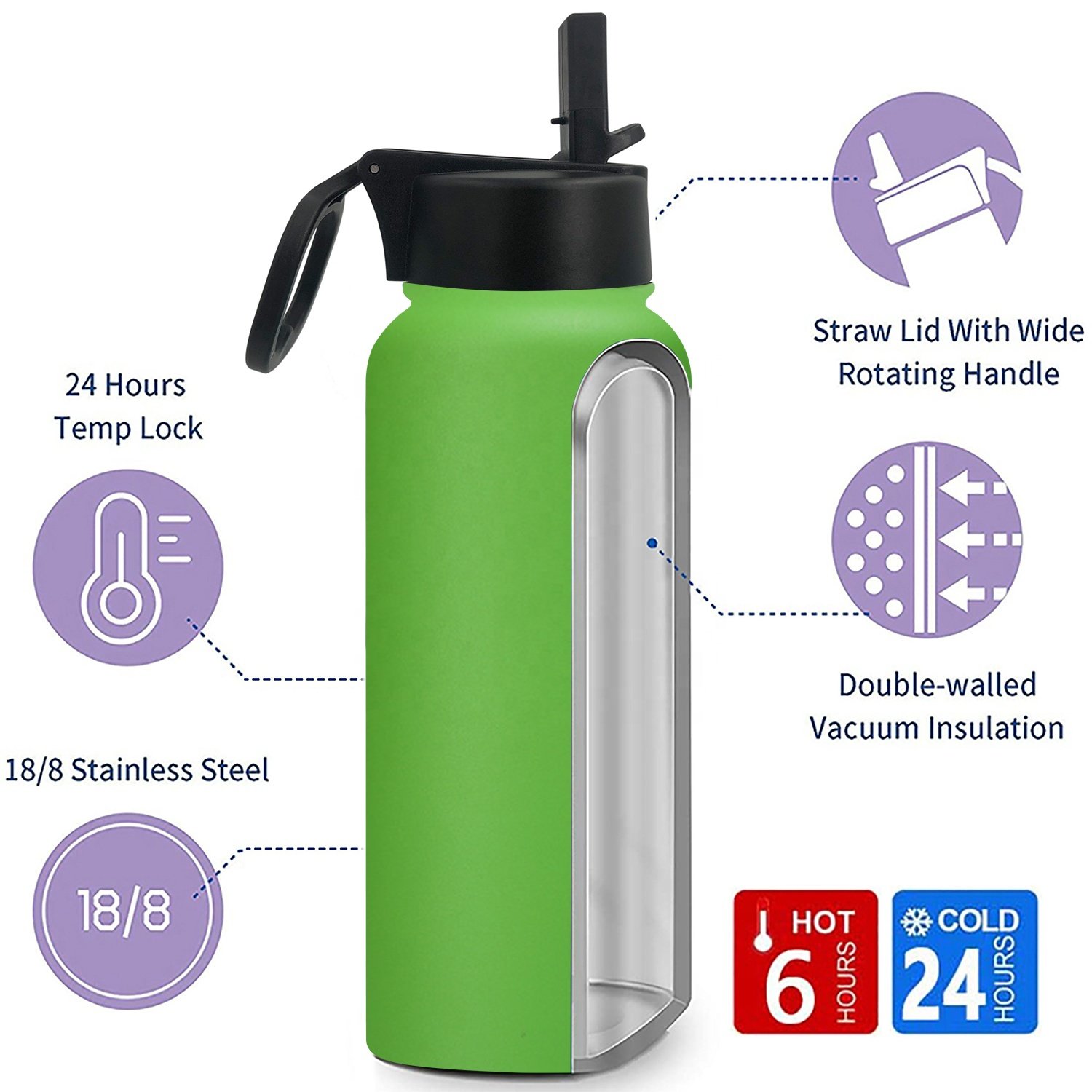 GYM water bottle 64OZ portable metal water bottles Canteen 2L Vacuum flask 18/8 stainless steel travel water bottle