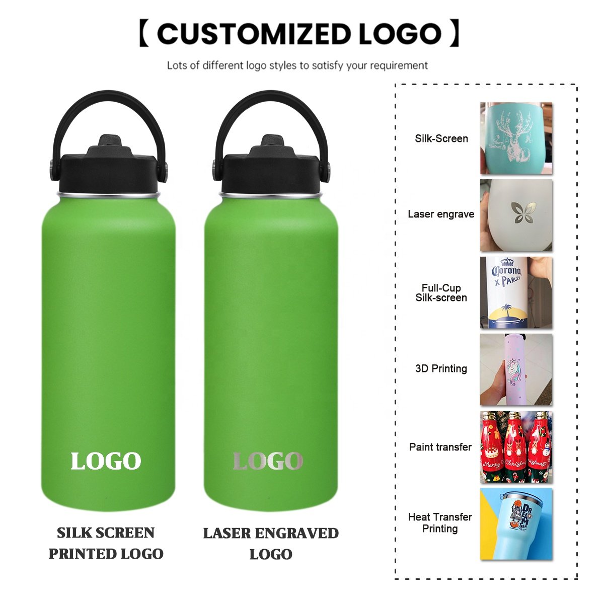 GYM water bottle 64OZ portable metal water bottles Canteen 2L Vacuum flask 18/8 stainless steel travel water bottle