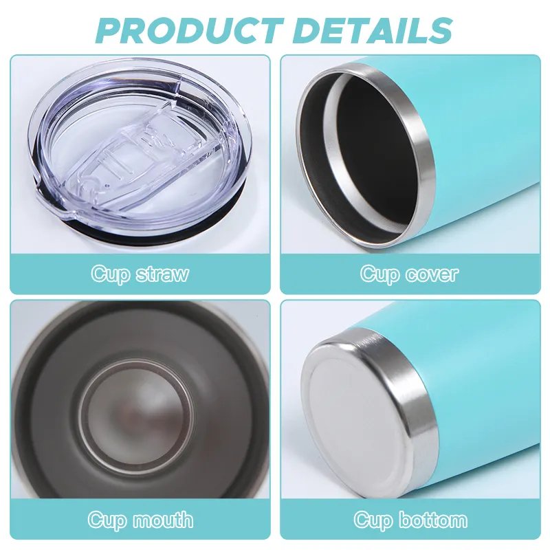 Custom 20oz coffee mug Double Wall Stainless Steel Vacuum Insulated Travel mug Tumblers With Leakproof Lid and straw